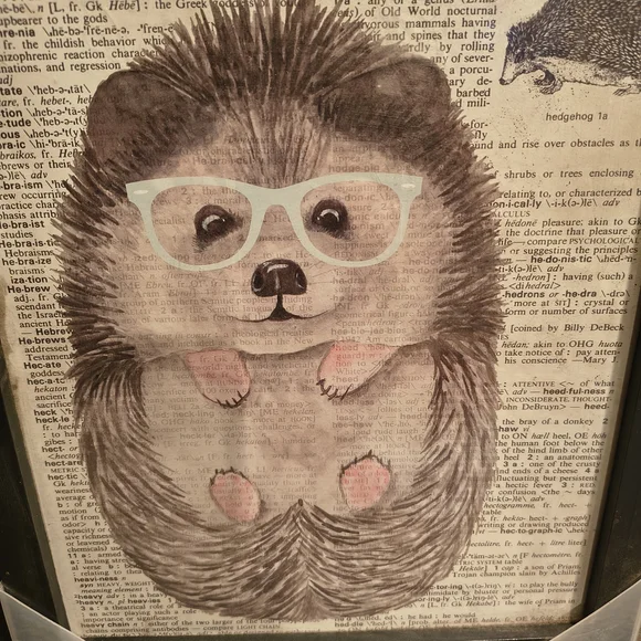Hedgehog w/Glasses Art Print Non Breakable Glass Front - Picture 4 of 5
